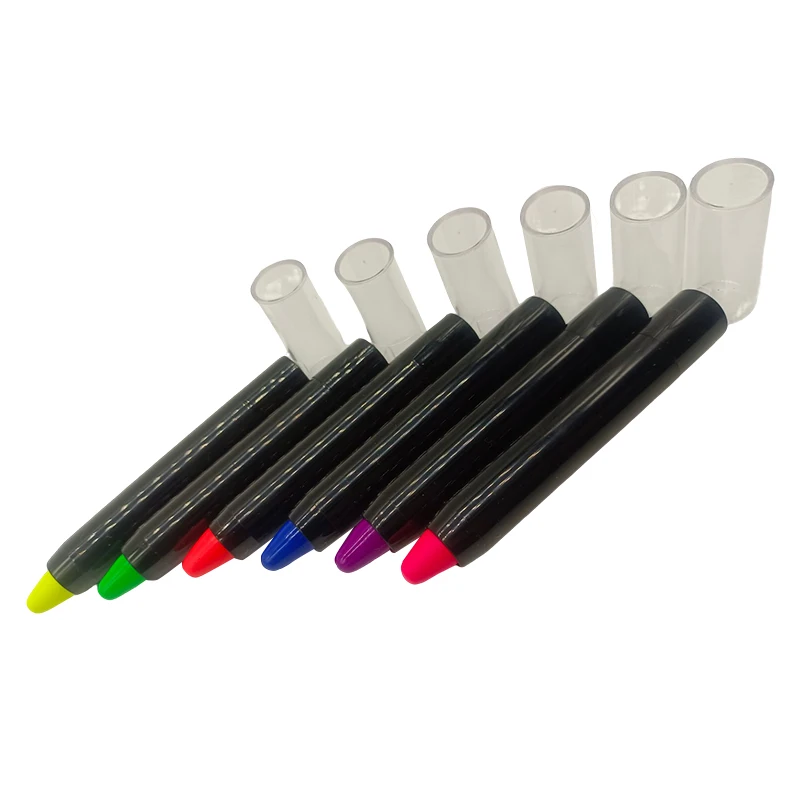 Customized oem 6 colors washable twist uv neon face body painting crayon tempera paint stick glow in the dark marker pen