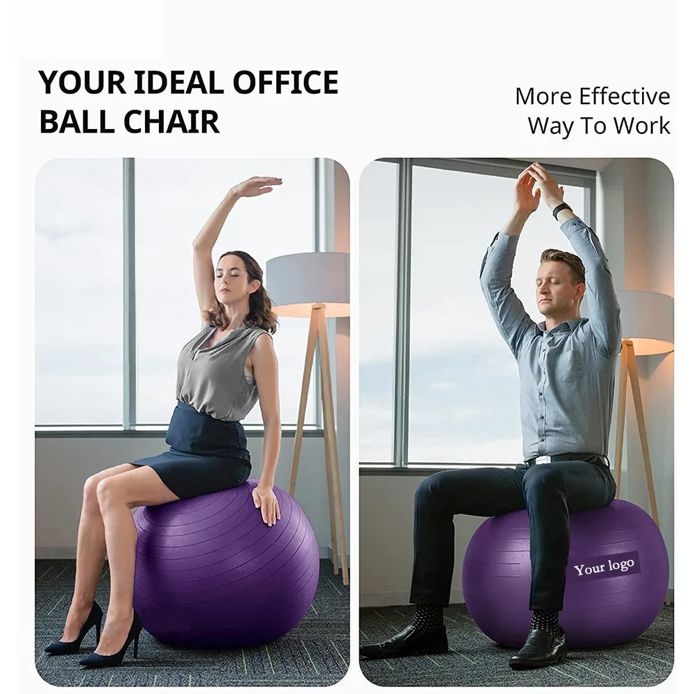 High Quality Multi Color Anti-burst Yoga Ball Slip resistance fitness custom sized pvc Pilates Yoga Ball