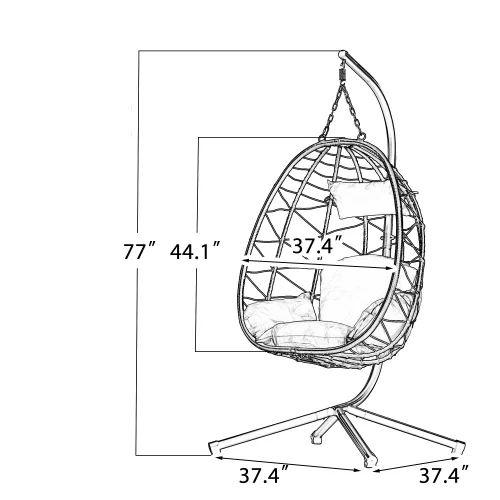 Outdoor Hanging Rattan Egg Chair Leisure Wicker Patio Swing Chair