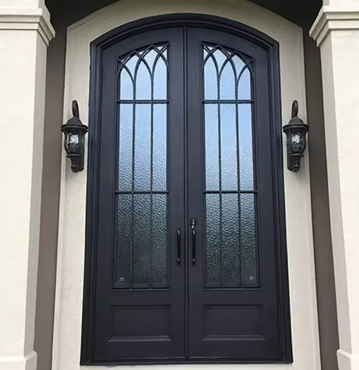 French Black Balcony Patio Door Wrought Iron Swing Wrought Iron Door Windows and Doors