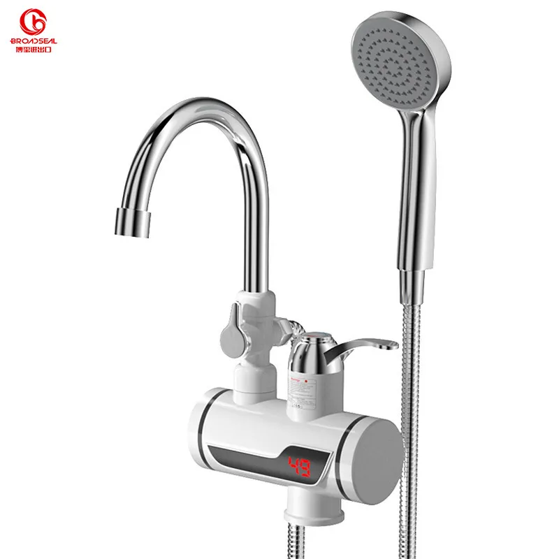 Tankless мгновенный Электрический нагрев воды смесители цифровой дисплей нагреватель водопроводной с набор для душа пластиковая коробка белый 220V