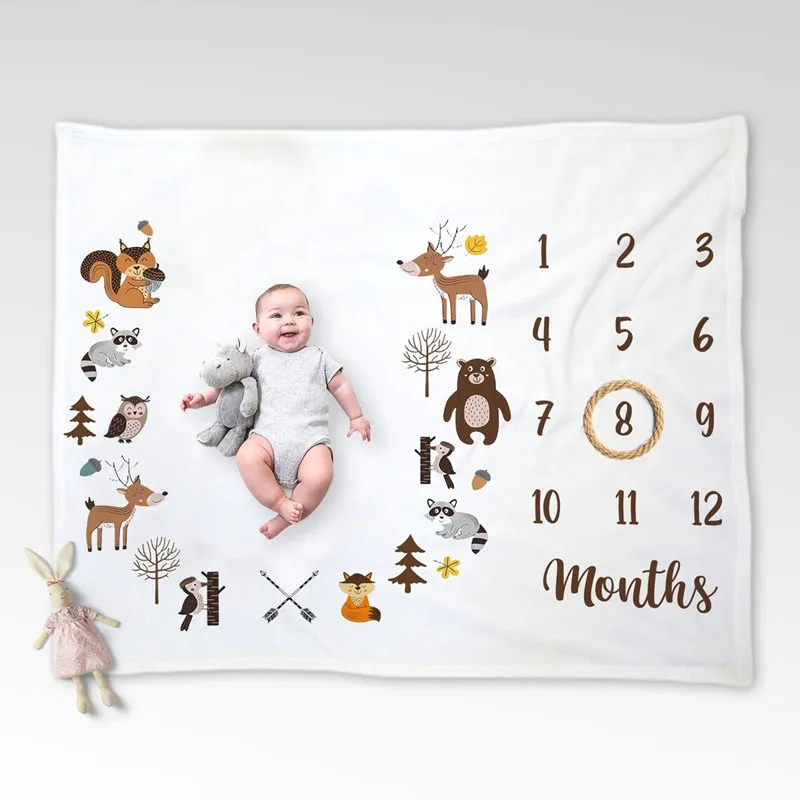 custom flannel fleece premium baby milestone blanket new born baby monthly growth blanket
