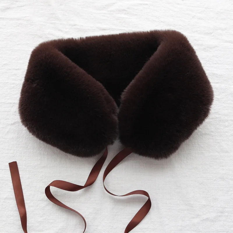 Fur Collar For Women Girl Winter Natural Fur Scarf Shawl soft Hair Collar Scarf with Lace Short Scarves For Jacket Collar