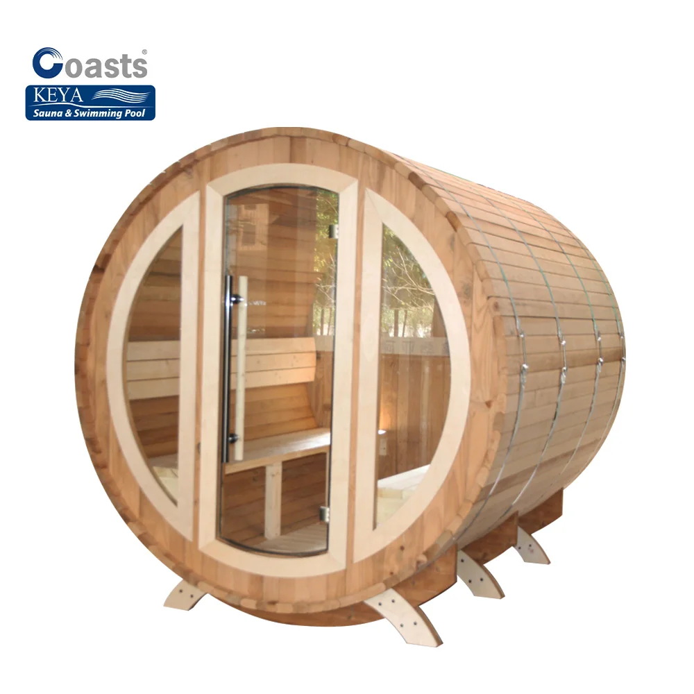 Keya Sauna Outdoor Traditional Steam Sauna Room Luxury Barrel Sauna With Panoramic Glass Door