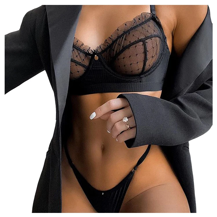2021 Hot Sale Erotic Underwire Bra Female Two Piece Sexy Women Lingerie Sets