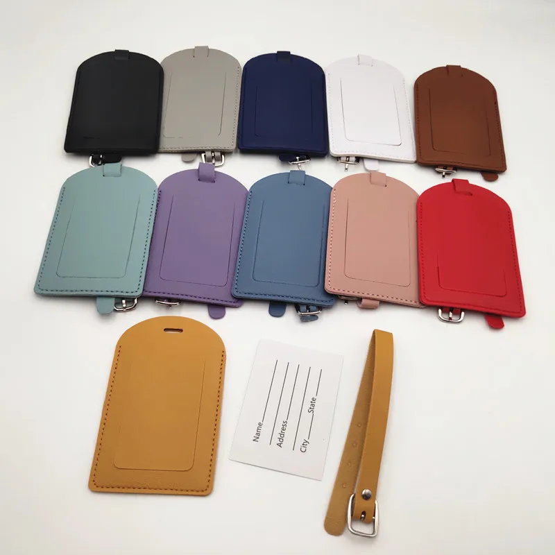 Custom Logo Real Sublimation Blank Genuine Sublimated Vegan Travel Name Pu Leather Luggage Bag Tag Customize Bulk Promotional