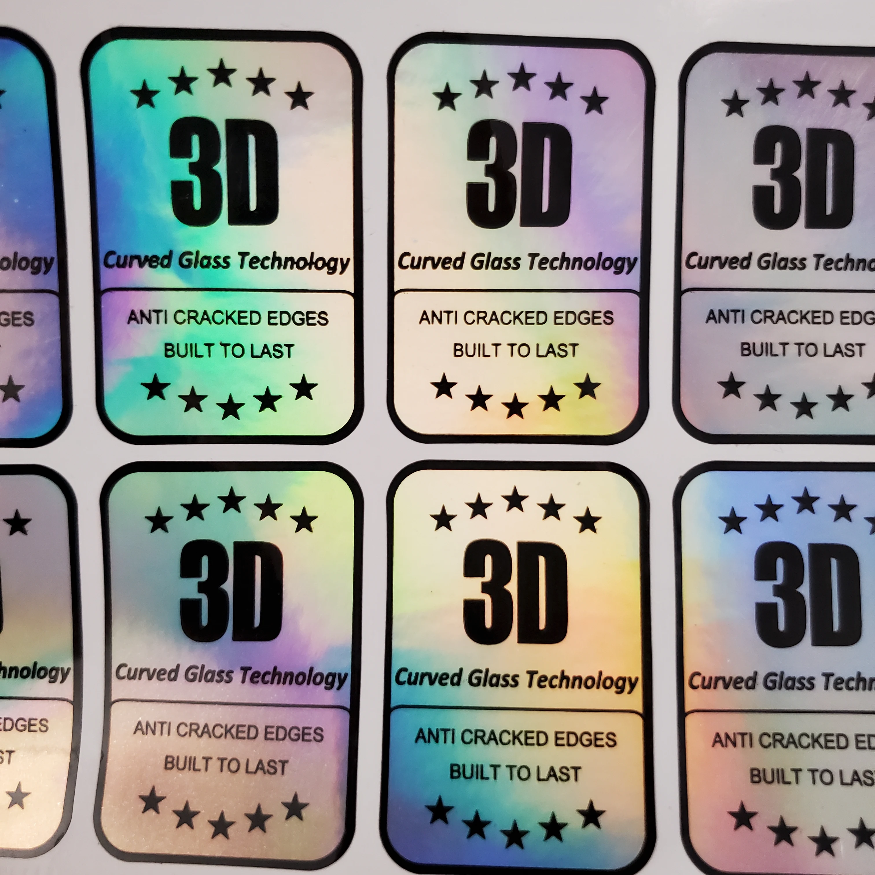 China Custom 3D laser decorative die cut printing logo adhesive  waterproof shiny sticker label