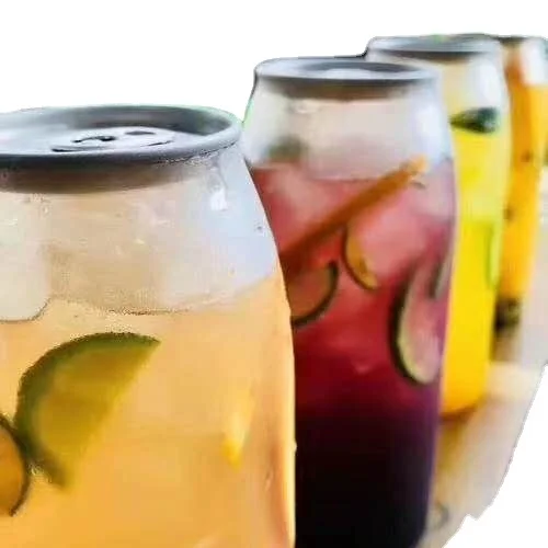 400ml 500ml 600ml Empty disposable Plastic Juice Beverage Container food grade  PET milk tea bottle With Aluminum lid