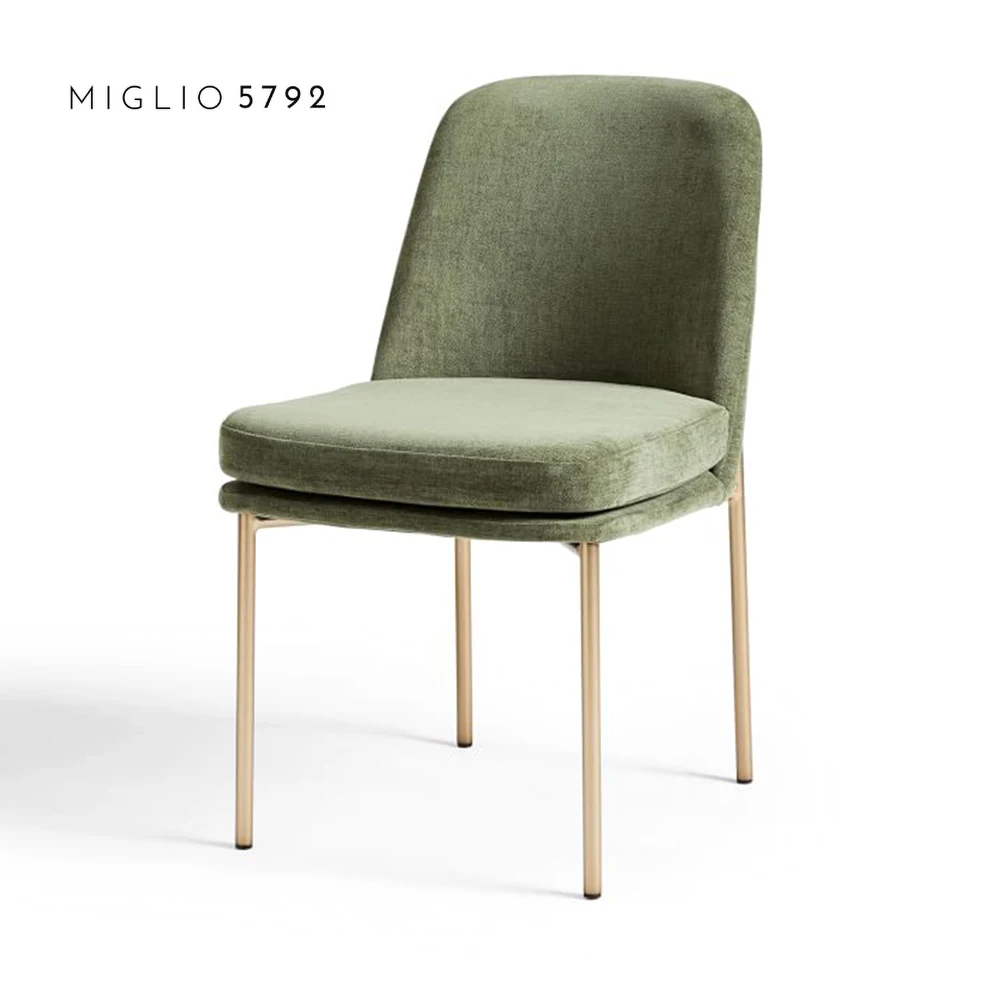 European Style Dinning Room Furniture Cafe Modern Luxury Kitchen Chairs  Metal Frame Dining Chair,  Green Spruce, Light Bronze