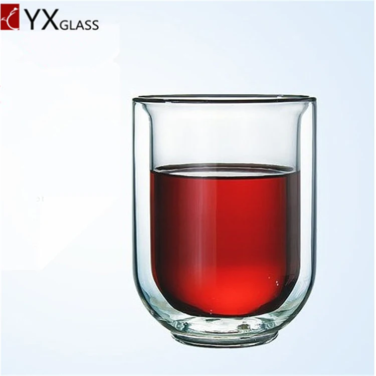 
2019 Popular 250ml handmade heat-resistant double wall glass cups 