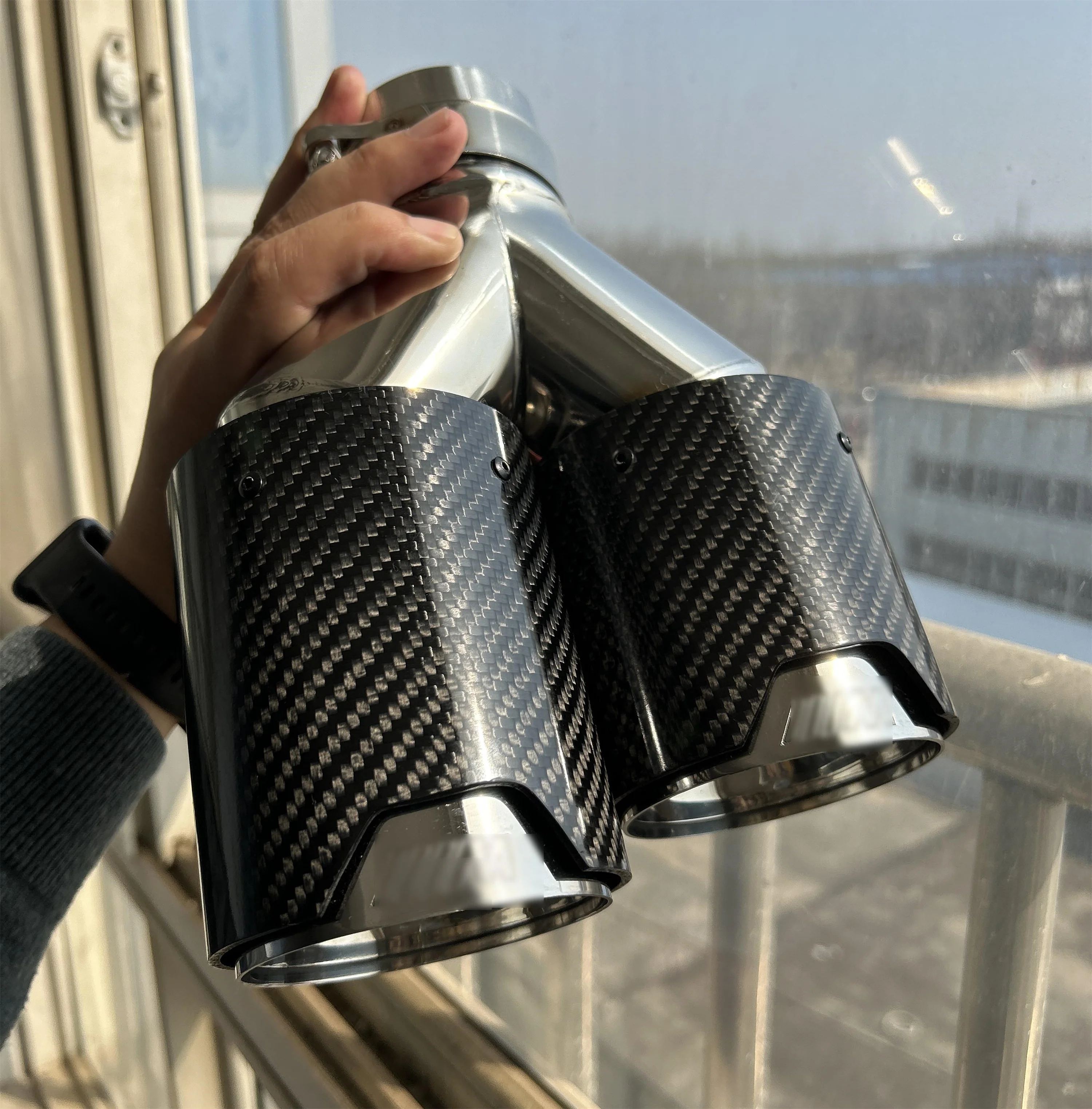 Stainless Steel Muffler for Bmw Chrom Exhaust Dual Tips Factory Customize M Performance Black Carbon Fiber