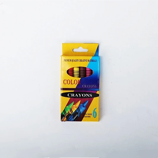 Custom Wax Crayons Set for Kids, Crayons Wholesale Price Retail Box Package 6 Colors Professional