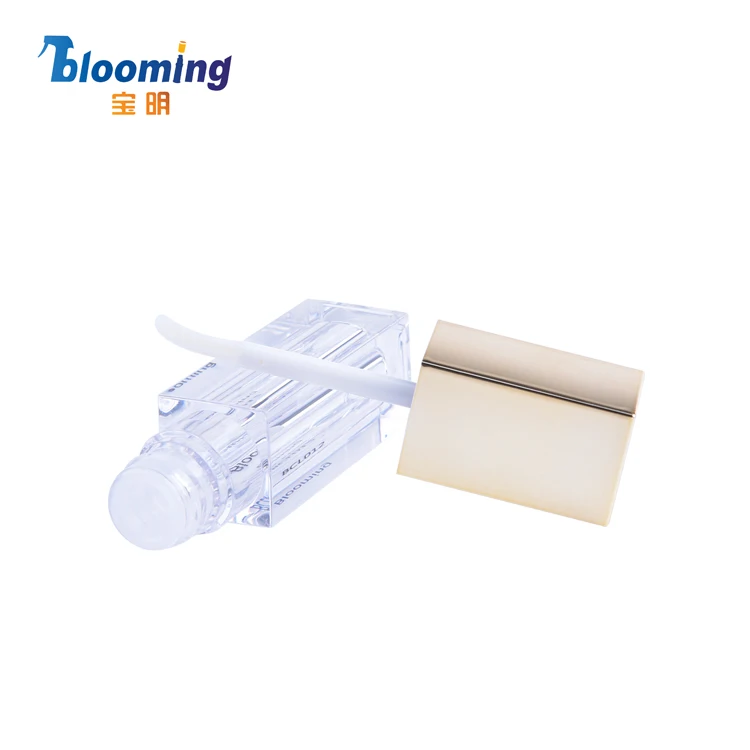 high quality new cute plastic empty lipgloss containers,transparent unique square custom lip gloss tubes with wands custom logo