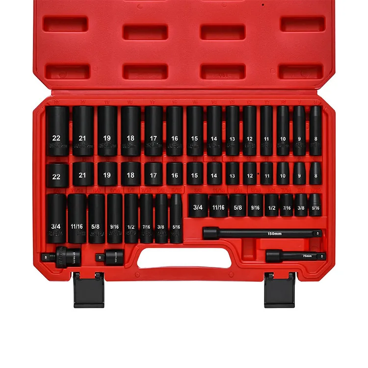 Automotive Socket Set Cr-V Steel Other Hand Tools 48 Piece Standard SAE and Metric Sizes Socket Set Metric