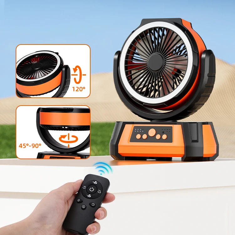 Portable 20000mAh Rechargeable Outdoor Camping Fan USB Table Fan With LED Light And Power Bank For Tents