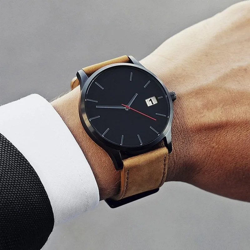 new design  Hot sell Leather Band Metallic Quartz Twist Platinum luxury men Quartz Watches for boys
