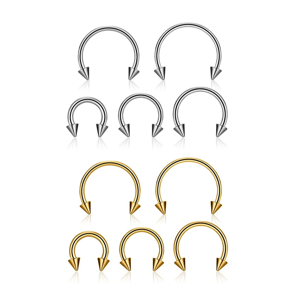 Wholesale 316L Stainless steel C shape Labret Stud Lips Eyebrow Cartilage zircon Earring for woman body piercing jewelry