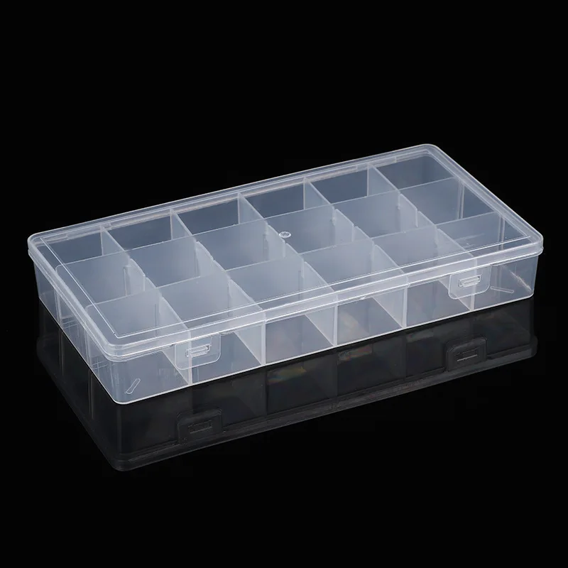 Transparent plastic detachable 18-grid fishing gear storage box jewelry beaded sorting sorting box wiper hardware stationery box