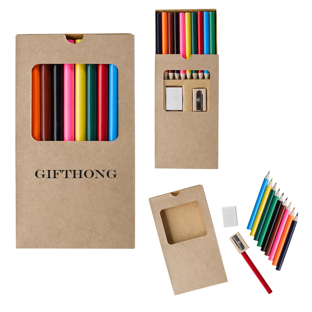 10-Piece Pencil Gift Set With Sharpener Eraser promotional for Kids Students Schools custom