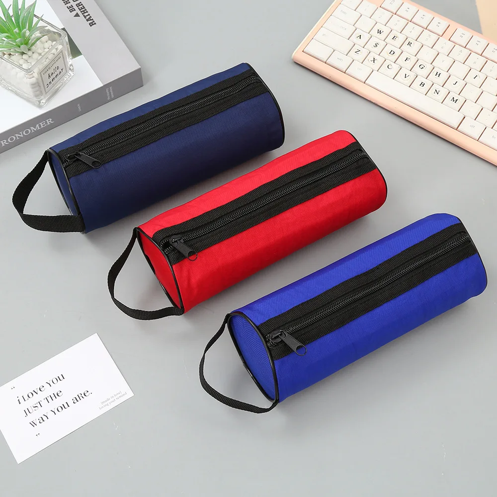 Wholesale Washable Fabric Makes Portable Pencil Storage Bag Bright Color Large Capacity Portable Pencil Case With Zipper
