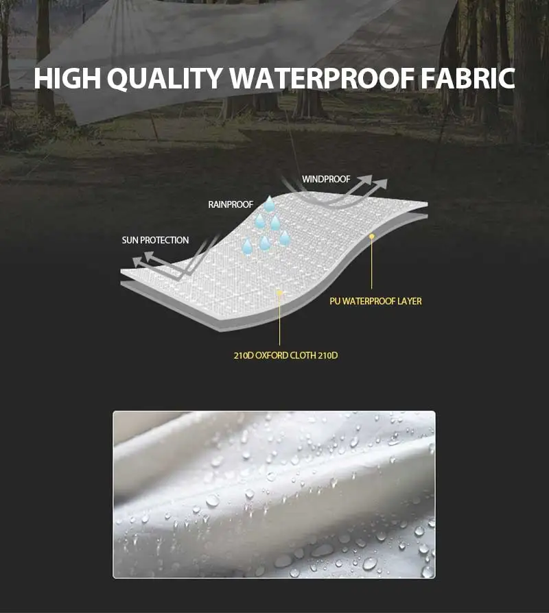 Custom Printed Portable Folding Waterproof Large Outdoor Camping Tarp Retractable Aluminum Poles Awnings Sun Shelter Tent Canopy