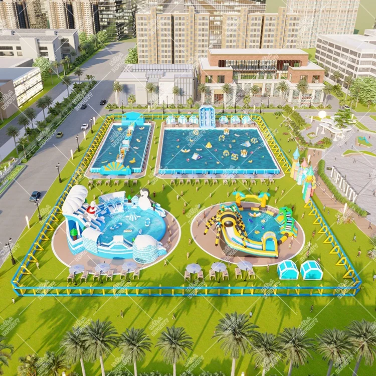 Parc Aquatique Custom Inflatable Ground Water Park Water Amusement Parks With Inflatable Pool For Sale