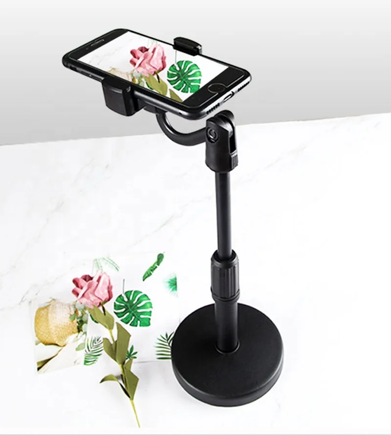 Wholesale Desktop Mobile Phone Holder Tablet Stand Desk 360 Rotate for Live Streaming Overhead Shoot Video Round Base