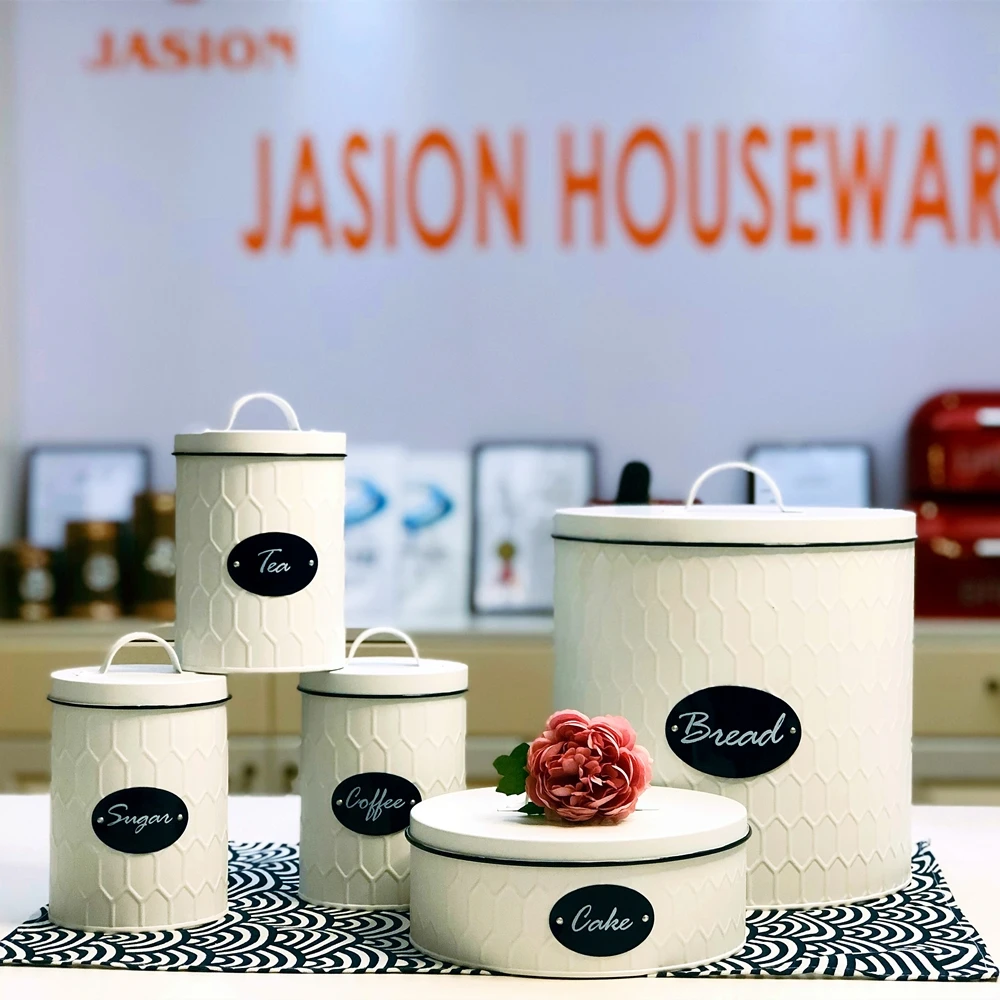 Metal Loaf  Breadbox Set Tea Coffee Sugar Canisters Sets For The Kitchen Food Storage Canister Container