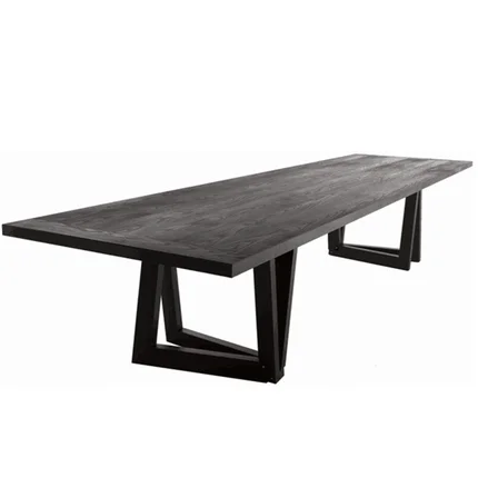 American solid wood dining table long conference table simple negotiation office log industrial style large workbench