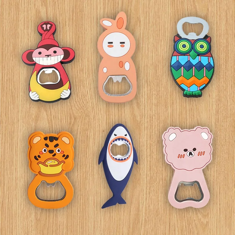 Personalized Custom Creative Souvenir Gifts Fridge Magnet Bottle Opener Rubber PVC Cartoon Beer Magnetic Bottle Opener