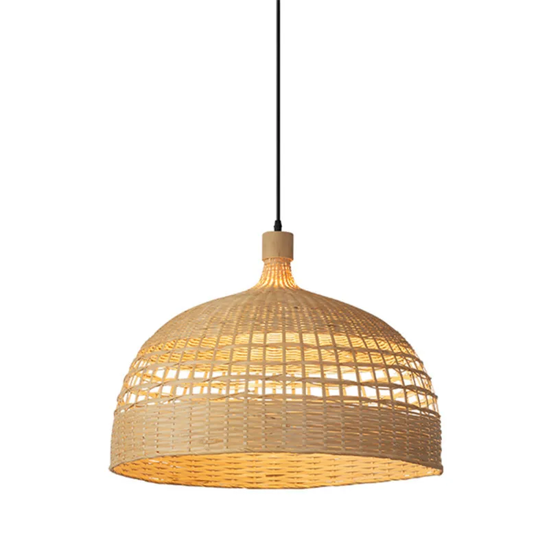 BLUEKING Teahouse hotel restaurant Decor original bamboo house lamp half round shade hanging ceiling lamp Chandelier fixture