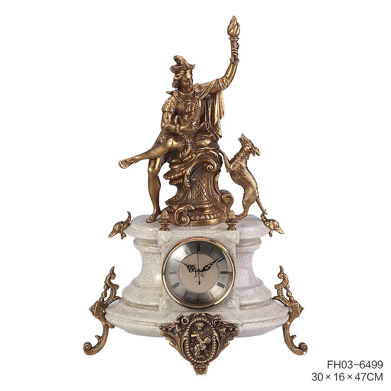 Настольные часы в европейском стиле для украшения дома французские Роскошные красные керамические из чистой меди с ангелом