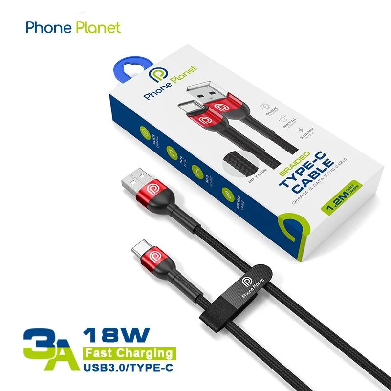 In Stock 1.2M Aluminum Alloy Yarn Braid Fast Charging 18W USB Data Cable