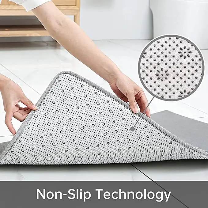 Free Sample Tub and Shower Memory Foam Bath Mat  with Soft Velvet Top Layer And Cushioning Memory Foam with PVC Dot Bottom