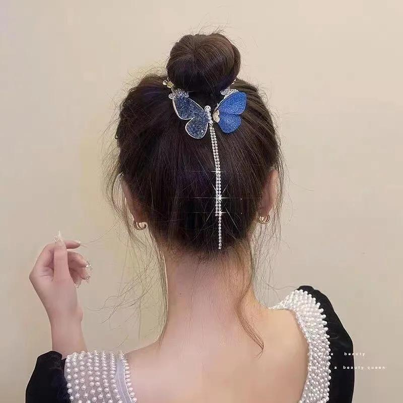 Wholesale Luxury Pearl Hair Claw Clips For Women Ponytail Rhinestone Butterfly  Hair Clips Accessories