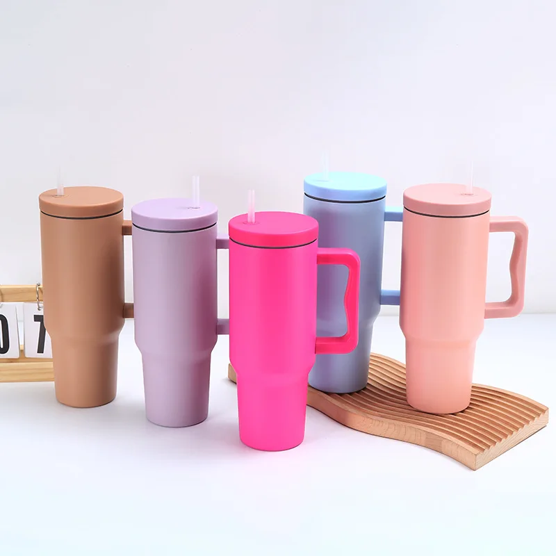 Mikenda Metal thermos 40OZ mug American style 304 stainless steel straw Ice Bar Car cup