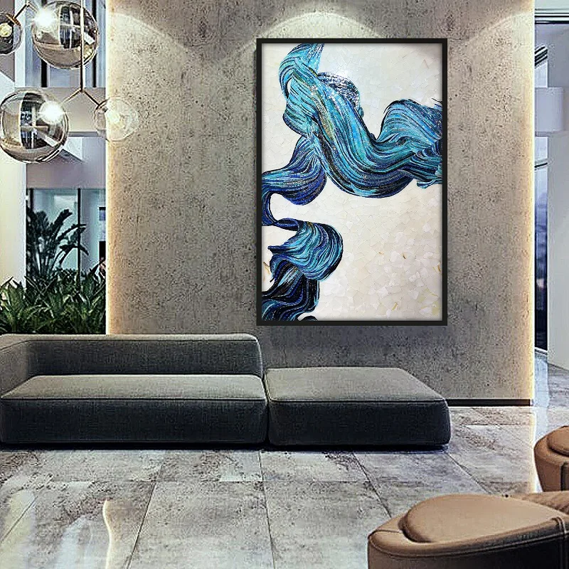 Wanda Factory Customizable Luxury Wall Decoration Stained Glass Mosaic Mural For Hotel Lobby Living Room