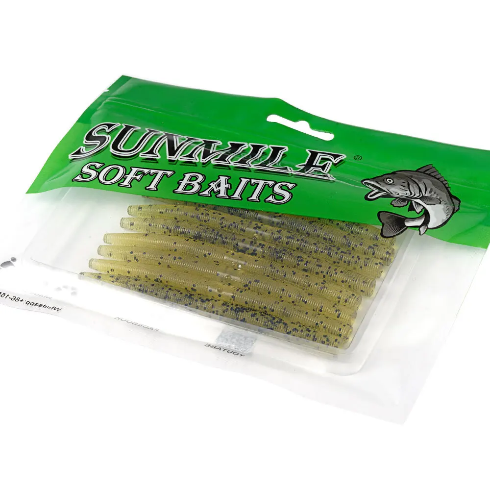 CASTSOON Newbility 8cm/2g  10.5cm/4g Glitter Fluorescent Soft Plastic Lures Bass Fishing Senko Grubs Worm Bait Fishing Lure