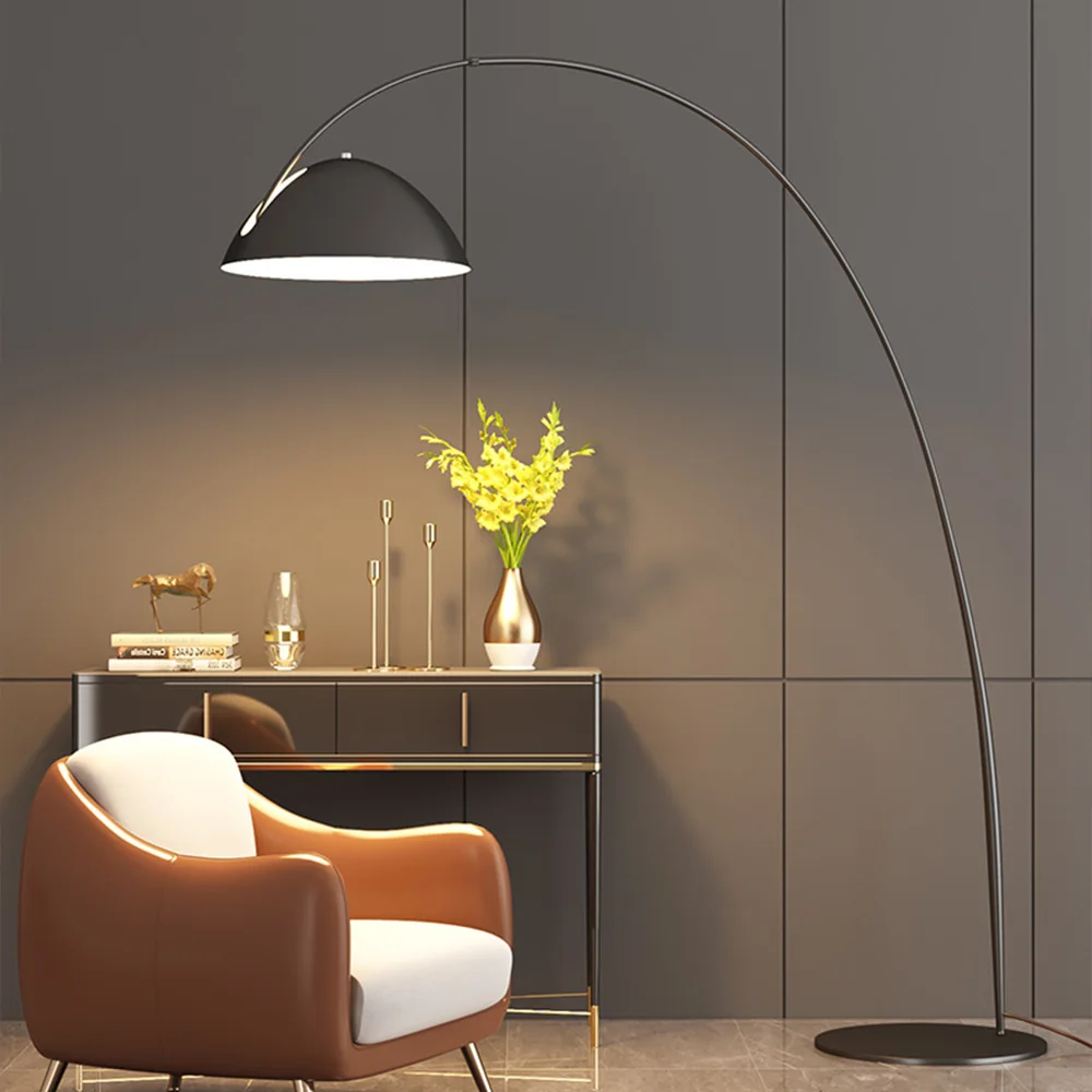 Nordic luxury metal floor lamp hotel living room curved arc floor light home design fishing rod floor lamp
