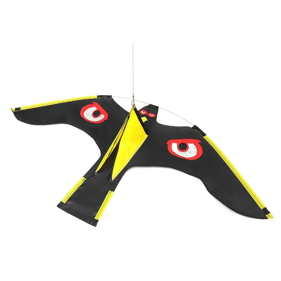 Wholesale 3d Black folding Hawk Kite Bird Scarer Flying Eagle Folding Kite With Telescoping Pole