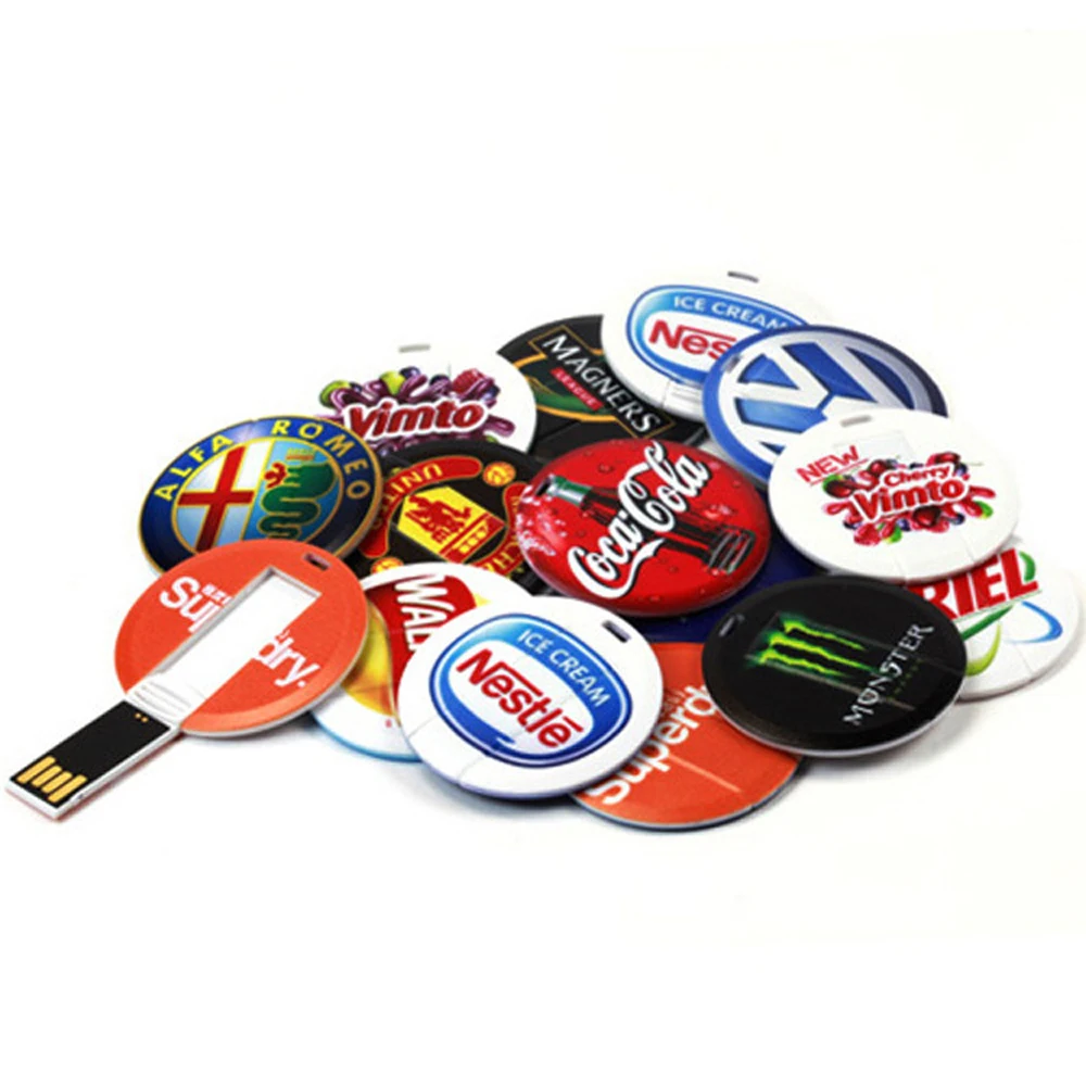Digibloom Custom Logo Round Shape Usb 2.0 3.0 8GB 16GB 32GB Business Credit Card USB Flash Card Pen Drive