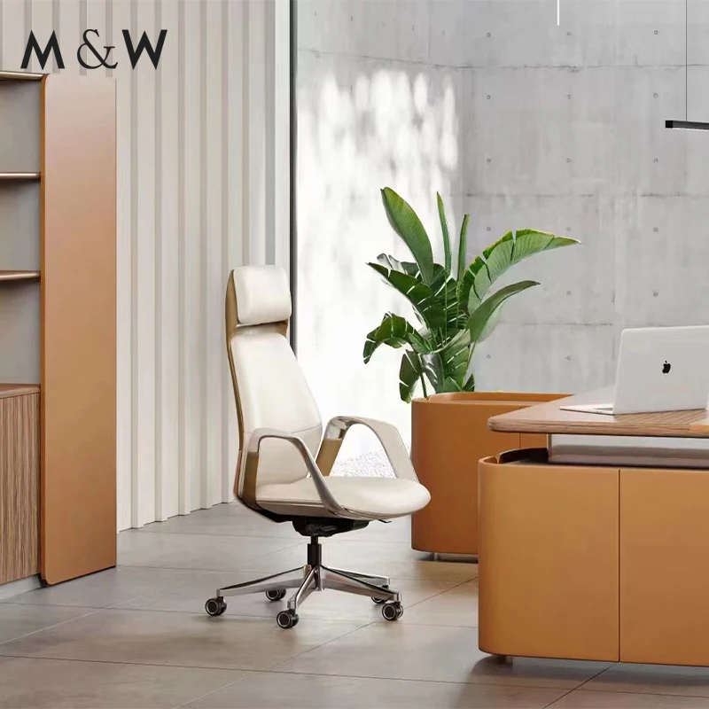 M & W роскошное регулируемое офисное кресло для клиентов металлическое без колеса удобное вращающееся кожаное