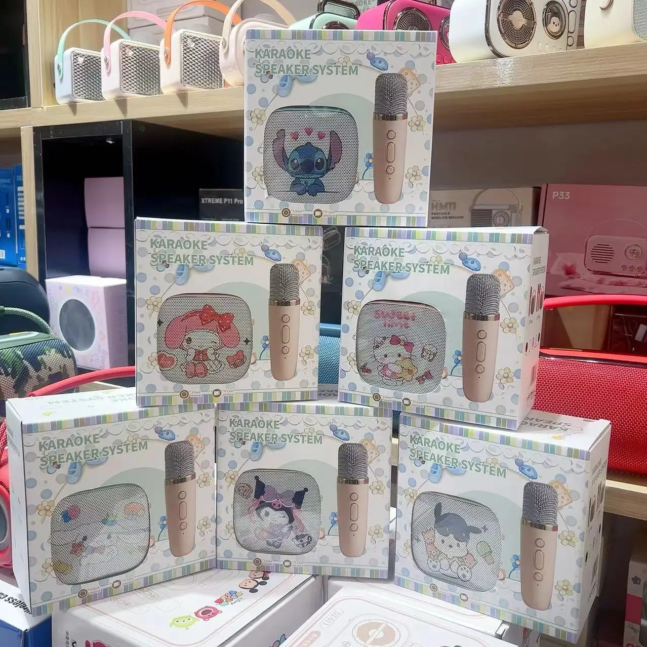 HL hot wholesale kitty kuromi melody Bluetooth Speaker With Microphone Set anime cartoon Outdoor Singing gifts for kids toys