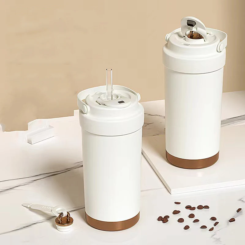 ECO-friendly  Fashion vacuum Insulated Stainless Steel travel coffee mug with logo handle ceramics inner