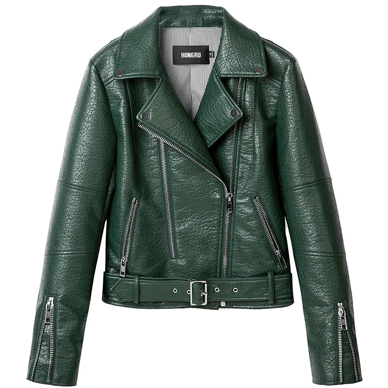 Most popular leather warm trench coat women