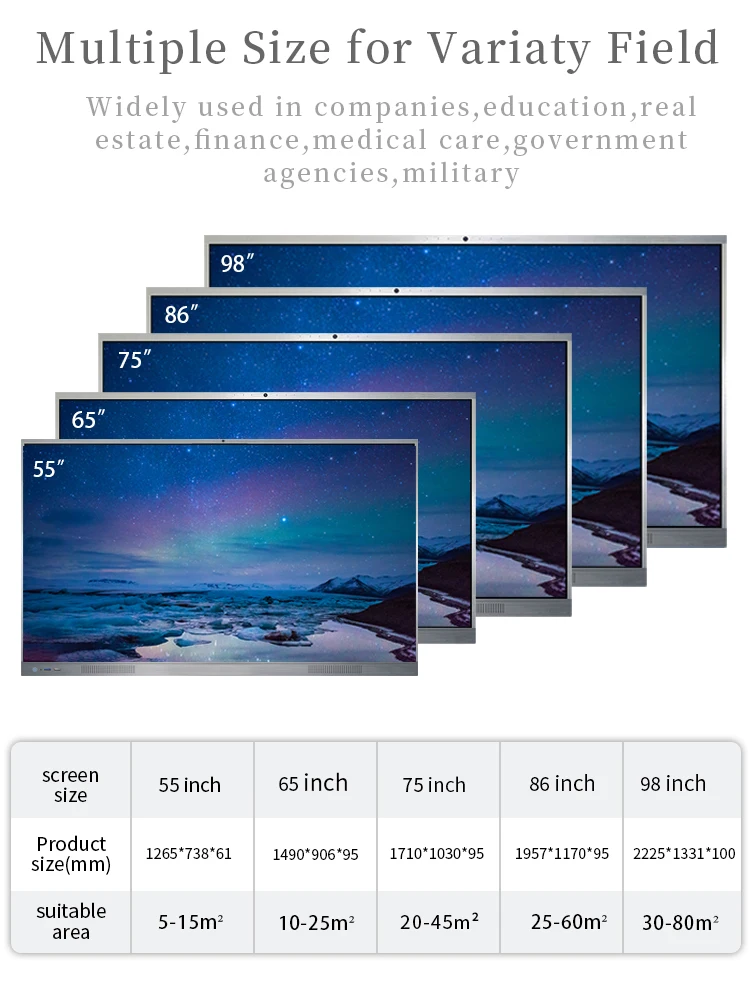 85 86 100 inch hd smart digital class room glass writing board interactive panels lcd leaning online teaching smart board