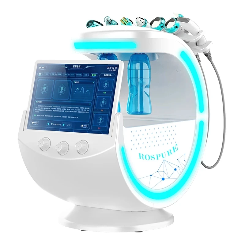 2021 New 7 in 1 Smart Blue Ice Facial Skin Management Deep Cleaning Acne Blackhead Removal Small Bubble Hydro Facial Machine