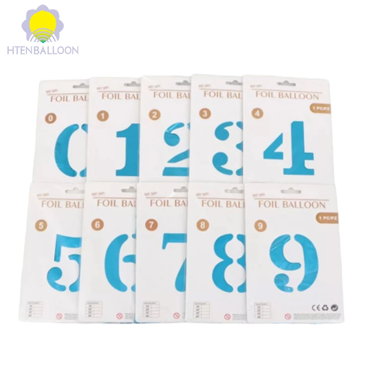 Hot Individual Card Packing 16 Inch Number Foil Balloons Happy Birthday yiwu Number 0 - 9 Balloons for Party Decoration