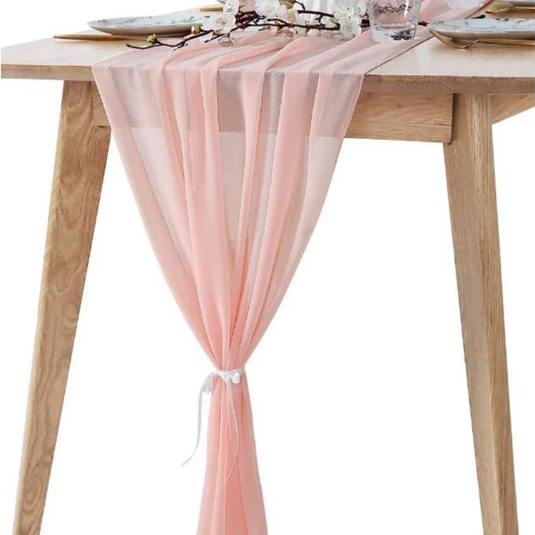 Wedding fabric comfortable white table runner daily home decor chiffon table runner