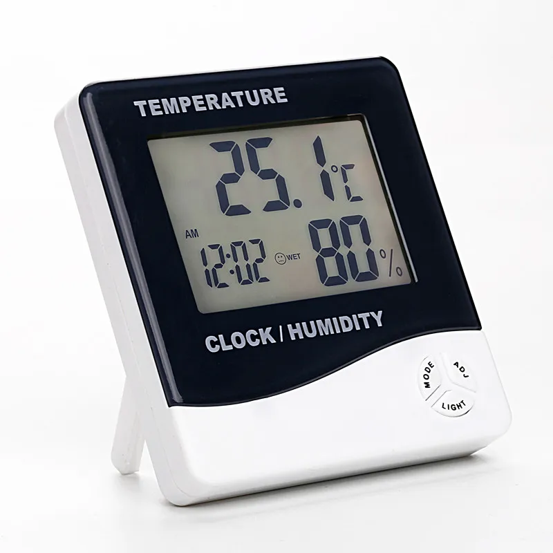 Mini Smart LCD Display Wall Mounted Clock Time Temperature Meter Digital Room Thermometer Indoor Hygrometer